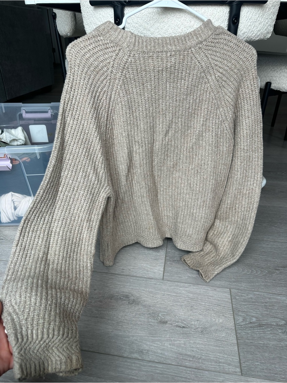 Universal Thread Beige Crewneck Ribbed Sweater - Picture 2 of 3